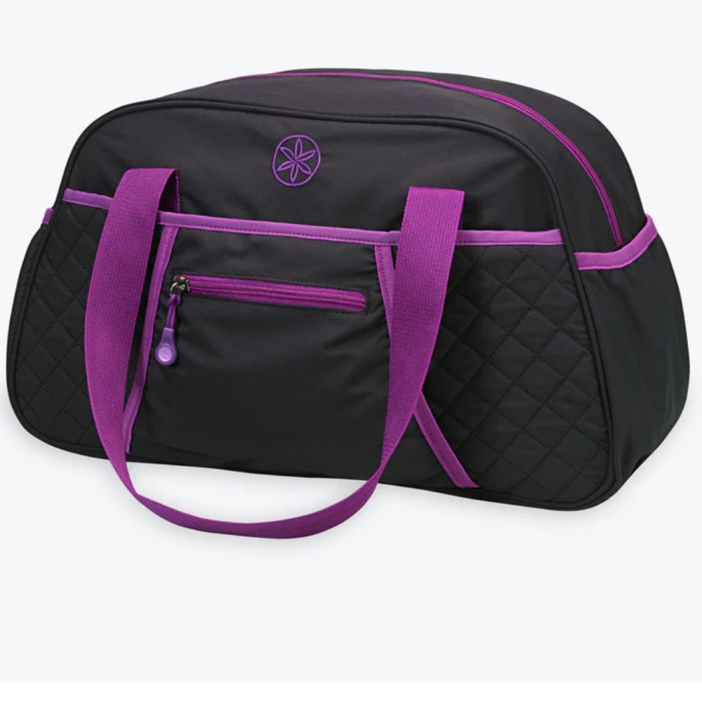 Gaiam Black Purple Duffle Bag
